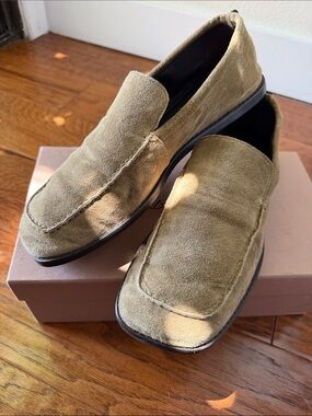 Massimo Dutti Taupe Suede Loafers | Size 9.5 | Made in Portugal